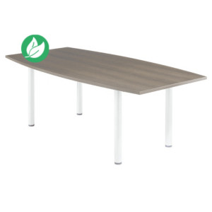 Table tonneau Actual L.200 x P.100 cm - Plateau Chêne grisé - Pieds tubulaires Blanc Table tonneau Actual L.200 x P.100 cm - Plateau Chêne grisé - Pieds tubulaires Blanc