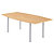 Table tonneau Actual L.200 x P.100 cm - Plateau Chêne - Pieds carrés Aluminium - 1