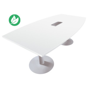 Table tonneau avec électrification Actual L.200 x P.100 cm - Plateau Blanc - Pied tulipe Aluminium Table tonneau avec électrification Actual L.200 x P.100 cm - Plateau Blanc - Pied tulipe Aluminium