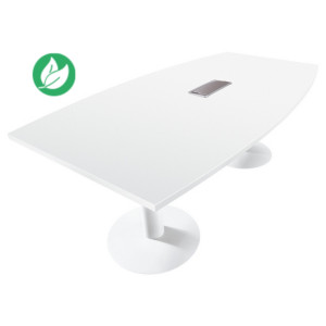 Table tonneau avec électrification Actual L.200 x P.100 cm - Plateau Blanc - Pied tulipe Blanc Table tonneau avec électrification Actual L.200 x P.100 cm - Plateau Blanc - Pied tulipe Blanc
