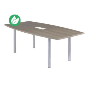 Table tonneau avec électrification Actual L.200 x P.100 cm - Plateau Chêne grisé - Pieds tubulaires Aluminium Table tonneau avec électrification Actual L.200 x P.100 cm - Plateau Chêne grisé - Pieds tubulaires Aluminium
