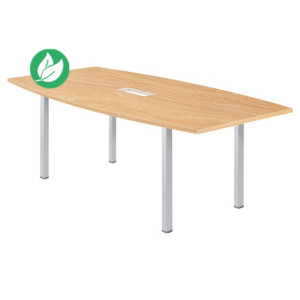 Table tonneau avec électrification Actual L.200 x P.100 cm - Plateau Chêne - Pieds carrés Aluminium Table tonneau avec électrification Actual L.200 x P.100 cm - Plateau Chêne - Pieds carrés Aluminium