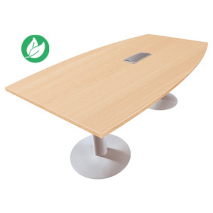 Table tonneau avec électrification Actual L.200 x P.100 cm - Plateau Hêtre - Pied tulipe Aluminium Table tonneau avec électrification Actual L.200 x P.100 cm - Plateau Hêtre - Pied tulipe Aluminium