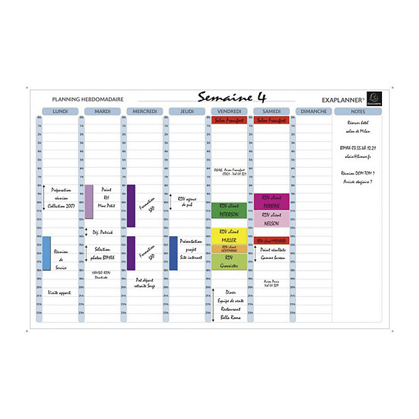 Tableau planning magnétique EXACOMPTA hebdomadaire - 1
