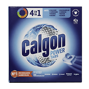 Tablettes anticalcaire lave-linge Calgon Tabs 4 en 1, boîte de 75