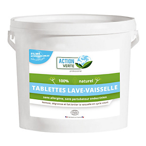 Tablettes de lavage écologiques lave-vaisselle cycle court Action Verte HACCP, 160 tablettes Tablettes de lavage écologiques lave-vaisselle cycle court Action Verte HACCP, 160 tablettes