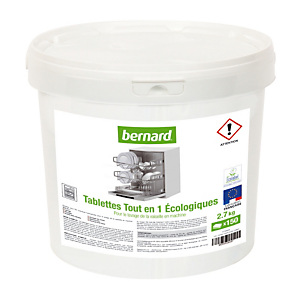 Tablettes de lavage écologiques lave-vaisselle cycle long Bernard tout en 1, 150 tablettes Tablettes de lavage écologiques lave-vaisselle cycle long Bernard tout en 1, 150 tablettes