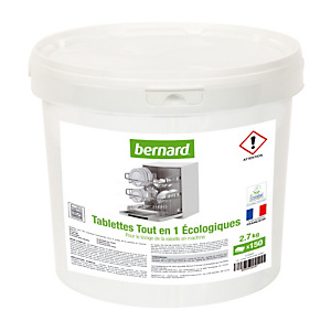 Tablettes de lavage écologiques lave-vaisselle cycle long Bernard tout en 1, 150 tablettes Tablettes de lavage écologiques lave-vaisselle cycle long Bernard tout en 1, 150 tablettes