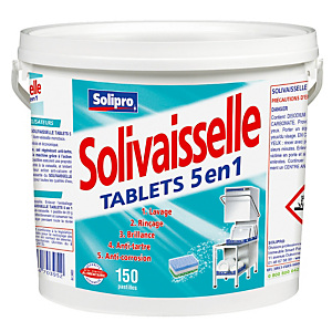 Tablettes lave-vaisselle cycle court Solivaisselle 5 en 1, seau de 150 Tablettes lave-vaisselle cycle court Solivaisselle 5 en 1, seau de 150