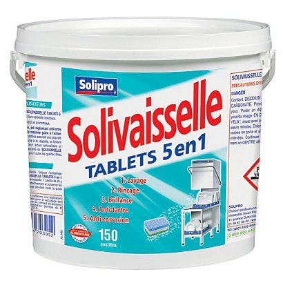 Tablettes lave-vaisselle cycle court Solivaisselle 5 en 1, seau de 150