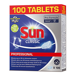 Tablettes lave-vaisselle cycle court Sun Professional, boîte de 100 Tablettes lave-vaisselle cycle court Sun Professional, boîte de 100