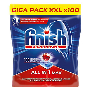 Tablettes lave vaisselle cycle long Calgonit Finish Powerball All in One Max, 100 tablettes Tablettes lave vaisselle cycle long Calgonit Finish Powerball All in One Max, 100 tablettes