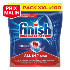 Tablettes lave-vaisselle cycle long Finish All in 1 Max, sachet de 100