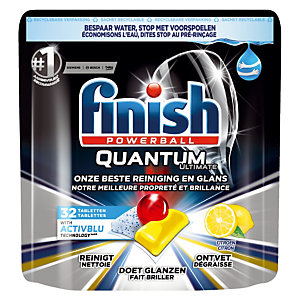 Tablettes lave-vaisselle cycle long Finish Quantum citron, sachet de 32