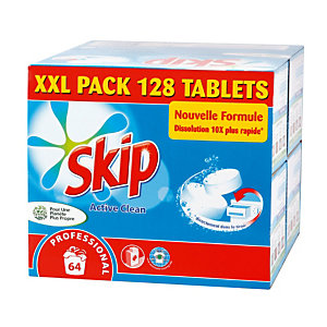 Tablettes lessive Skip Active Clean Professional, boîte de 128
