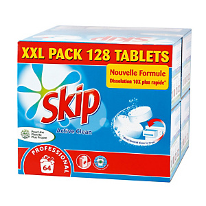 Tablettes lessive Skip Active Clean Professional, boîte de 128 Tablettes lessive Skip Active Clean Professional, boîte de 128