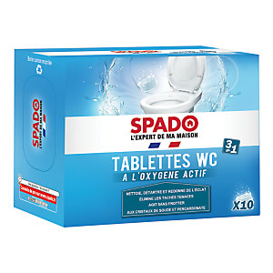 Tablettes WC nettoyantes détartrantes Spado 3 en 1, boîte de 10