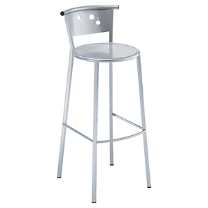 Tabouret de bar Bella Moon, aluminium, argent, 80 cm de hauteur