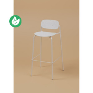 Tabouret haut USO - Assise et dossier incurvés - Pour intérieur et extérieur - Empilable - Blanc - Pieds blanc Tabouret haut USO - Assise et dossier incurvés - Pour intérieur et extérieur - Empilable - Blanc - Pieds blanc
