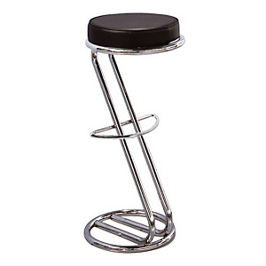 Tabouret Zeus imitation cuir, noir et chromé, 83 cm de hauteur