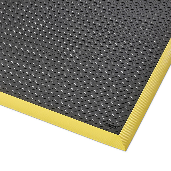 Tappeto antifatica nero con 4 bordi gialli Diamond Flex Nitrile 102 x 163 cm - 1