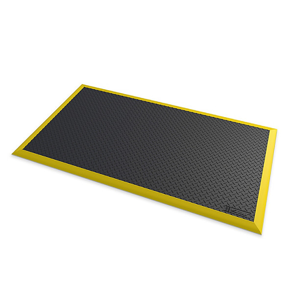 Tappeto antifatica nero con 4 bordi gialli Diamondflex ESD 102 x 163 cm - 1