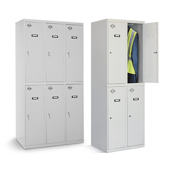 Taquilla 2 estantes sin montar de 2 columnas y 4 puertas gris - 2