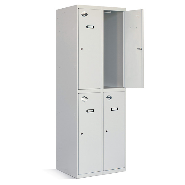 Taquilla 2 estantes sin montar de 2 columnas y 4 puertas gris - 1