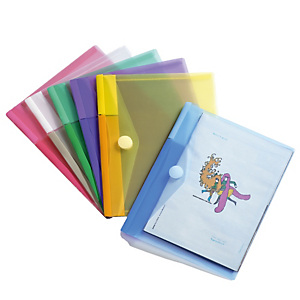 TARIFOLD Buste con bottone in velcro - PP - 24x19 cm - colori assortiti - Tarifold - set 6 pezzi TARIFOLD Buste con bottone in velcro - PP - 24x19 cm - colori assortiti - Tarifold - set 6 pezzi