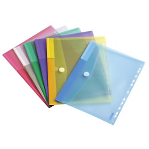Tarifold Pochettes-enveloppes perforées Color Collection A4 polypropylène assorties  - lot de 12