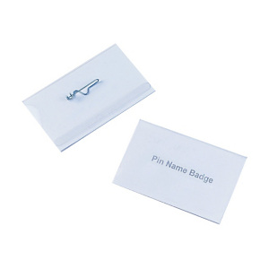 Tarjeta identificadora con pasador imperdible, PVC, horizontal, 75 x 40 mm, transparente Tarjeta identificadora con pasador imperdible, PVC, horizontal, 75 x 40 mm, transparente