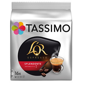 Tassimo T-Discs Café espresso Splendente L'OR -  intensité 7 - Paquet de 16 dosettes
