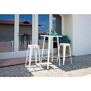 Tavolino da giardino Plate, 60 x 60 x 108 cm, Lamiera galvanizzata, Avorio Tavolino da giardino Plate, 60 x 60 x 108 cm, Lamiera galvanizzata, Avorio