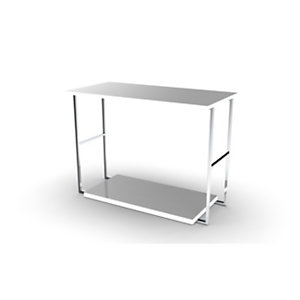 Tavolo alto System con doppio piano, 120 x 60 x 90 cm, Metallo/Legno, Cromato/Bianco
