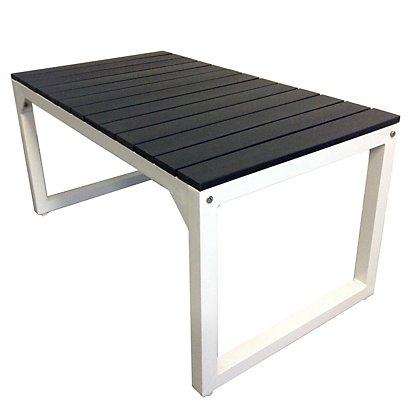Tavolo da esterno componibile Tropea, 91 x 50 x 45 cm, Struttura in alluminio Bianco, Piano in legno sintetico Antracite - 1