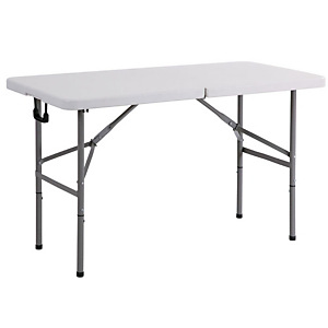 Tavolo pieghevole con maniglia, 122 x 61 x 74 cm, Grigio chiaro Tavolo pieghevole con maniglia, 122 x 61 x 74 cm, Grigio chiaro