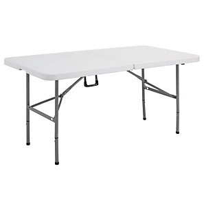 Tavolo pieghevole con maniglia, 152 x 76 x 74 cm, Grigio chiaro Tavolo pieghevole con maniglia, 152 x 76 x 74 cm, Grigio chiaro
