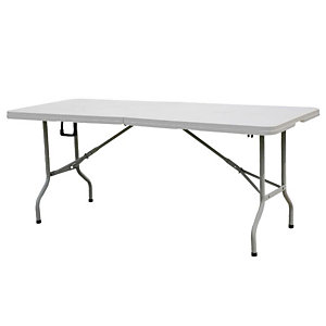 Tavolo pieghevole con maniglia, 183 x 76 x 74 cm, Grigio chiaro