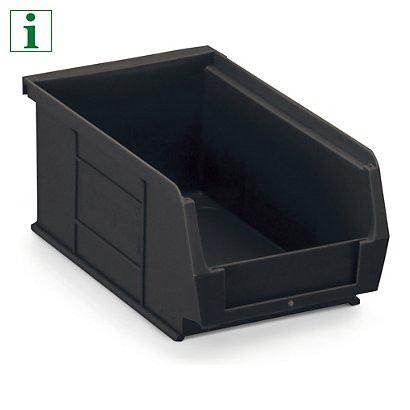 TC2 louvre black recycled storage bins, 165 x 100 x 75mm, pack of 60 - 1