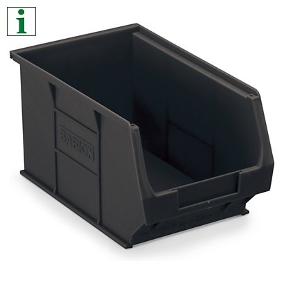 TC3 louvre black recycled storage bins, 240 x150 x 132mm, pack of 20 - 1