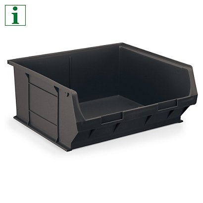 TC6 louvre black recycled storage bins, 375 x 420 x 182mm, pack of 5 - 1