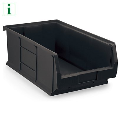 TC7 louvre black recycled storage bins, 520 x 310 x 200mm, pack of 5 - 1