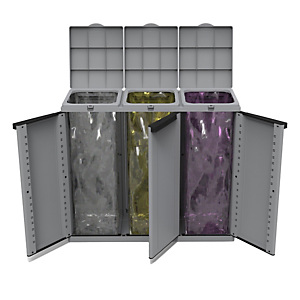 TERRY Contenitore EcoCab 3 per raccolta differenziata - 102x39x88,7 cm - 3 portasacco da 110 L ciascuno - Terry TERRY Contenitore EcoCab 3 per raccolta differenziata - 102x39x88,7 cm - 3 portasacco da 110 L ciascuno - Terry