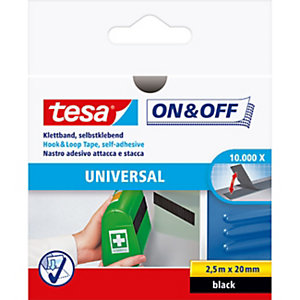 tesa® Bande auto-agrippante On & Off 20 mm x 2,5 m - Blanc