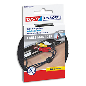 TESA Cable MANAGER Universal bande auto-agrippante 5mx1cm. Attacher/Regrouper/Organiser. Coloris noir TESA Cable MANAGER Universal bande auto-agrippante 5mx1cm. Attacher/Regrouper/Organiser. Coloris noir