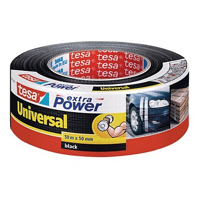 TESA Extra krachtige universele duct tape, 50 mm x 50 m, met doek verstevigd, zwart - 1