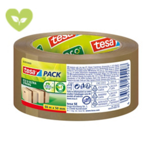 TESA Nastro adesivo da imballo in PET riciclato, Srotolamento silenzioso, 50 mm x 66 m, Avana TESA Nastro adesivo da imballo in PET riciclato, Srotolamento silenzioso, 50 mm x 66 m, Avana