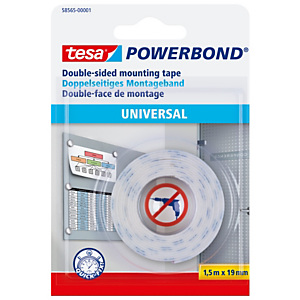 tesa® Powerbond® Universal Cinta montaje de doble cara blanca 19 mm x 1,5 m 58565 tesa® Powerbond® Universal Cinta montaje de doble cara blanca 19 mm x 1,5 m 58565