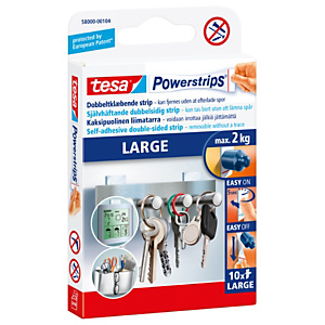 tesa® Powerstrips® Tiras grandes de fijación de doble cara autoadhesivas blanco paquete de 10