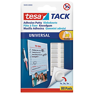 tesa® TACK® Masilla adhesiva moldeable, blanco, 80 pastillas tesa® TACK® Masilla adhesiva moldeable, blanco, 80 pastillas